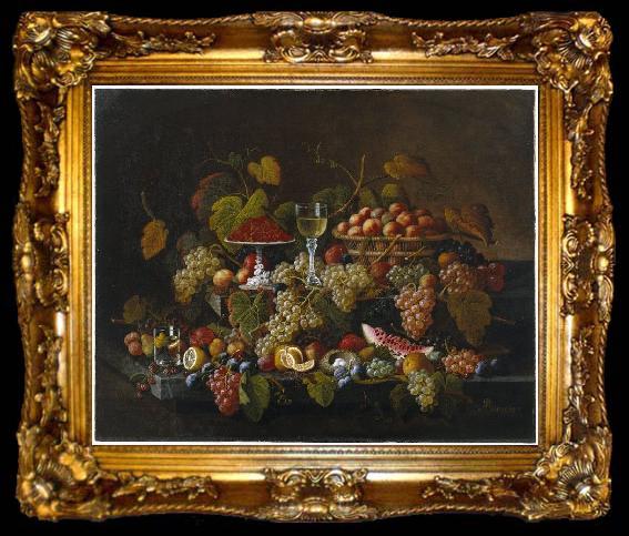 framed  Severin Roesen Still Life with Fruit, ta009-2